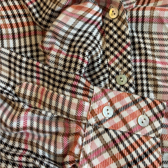 J.Jill * Tea-rose Pink Plaid Ruffled Blouse * Size 1X - Picture 4 of 6